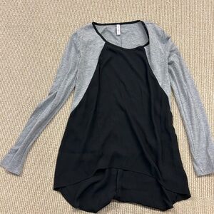 Grey and black flowy longsleeve top